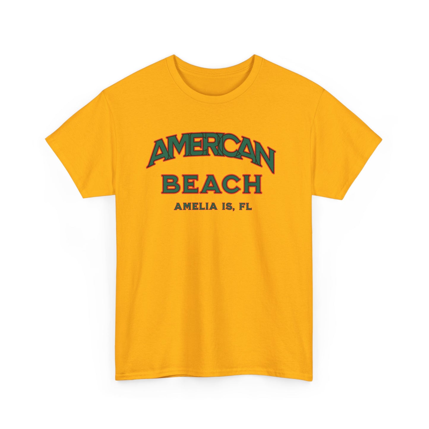 American Beach Unisex Heavy Cotton Tee - Casual Wear, Summer Fashion, Beach Vibes, Vacation Tops, Outdoor Activities