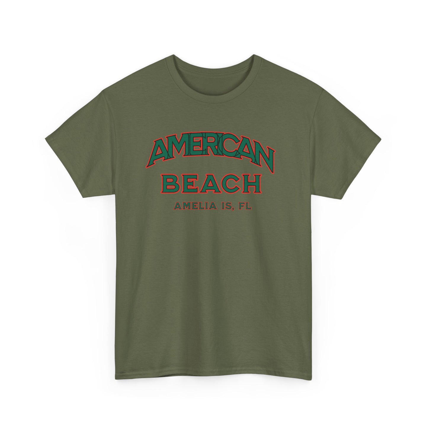 American Beach Unisex Heavy Cotton Tee - Casual Wear, Summer Fashion, Beach Vibes, Vacation Tops, Outdoor Activities
