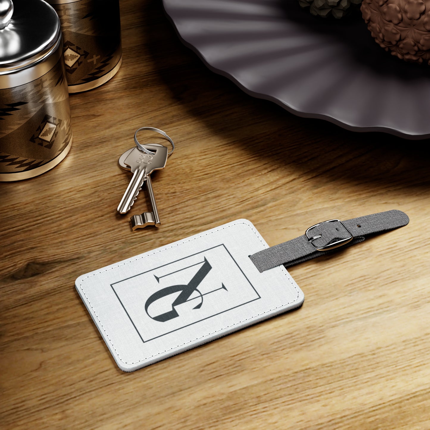 Personalized Saffiano Polyester Luggage Tag - Stylish Travel Accessory with Custom Initials