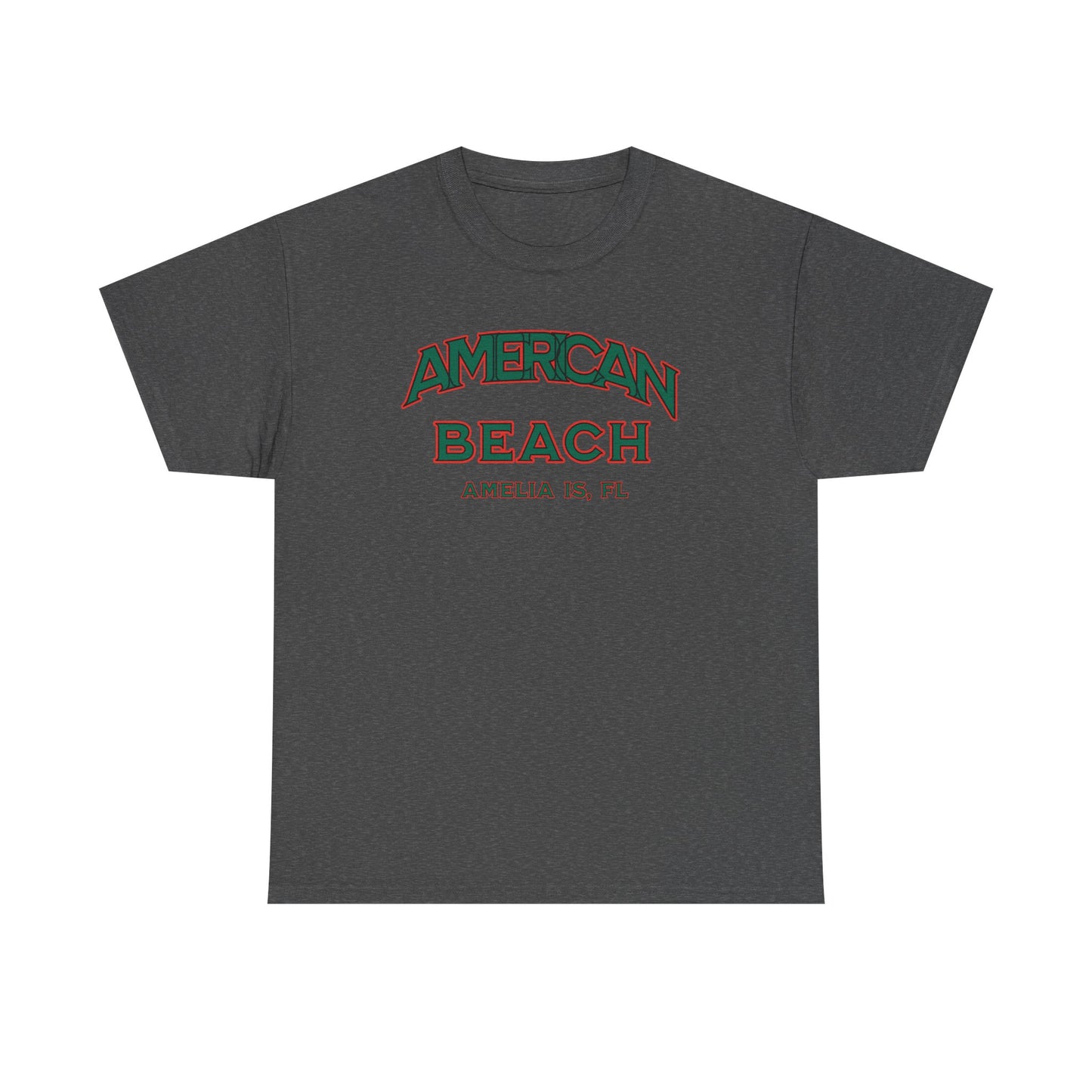 American Beach Unisex Heavy Cotton Tee - Casual Wear, Summer Fashion, Beach Vibes, Vacation Tops, Outdoor Activities