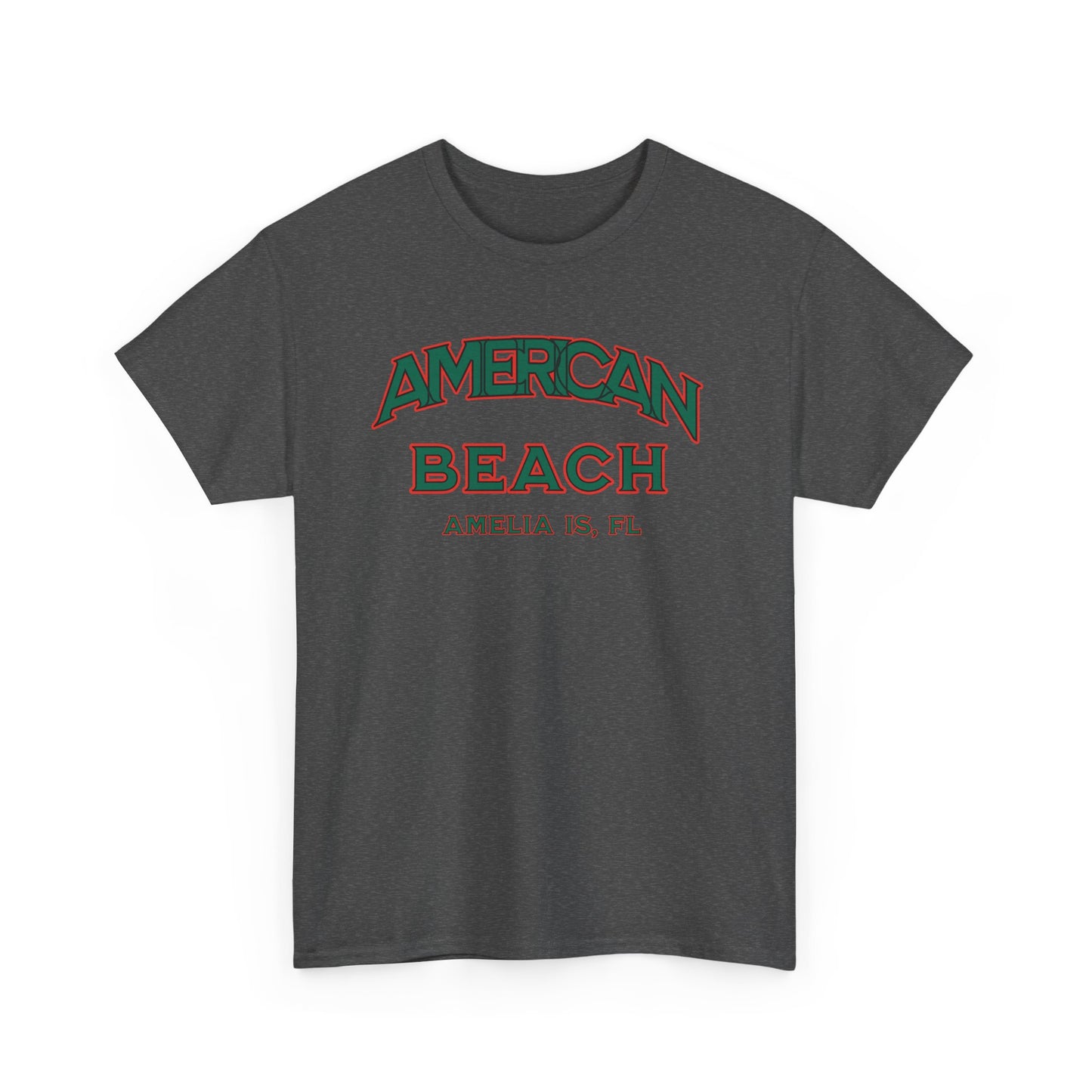 American Beach Unisex Heavy Cotton Tee - Casual Wear, Summer Fashion, Beach Vibes, Vacation Tops, Outdoor Activities