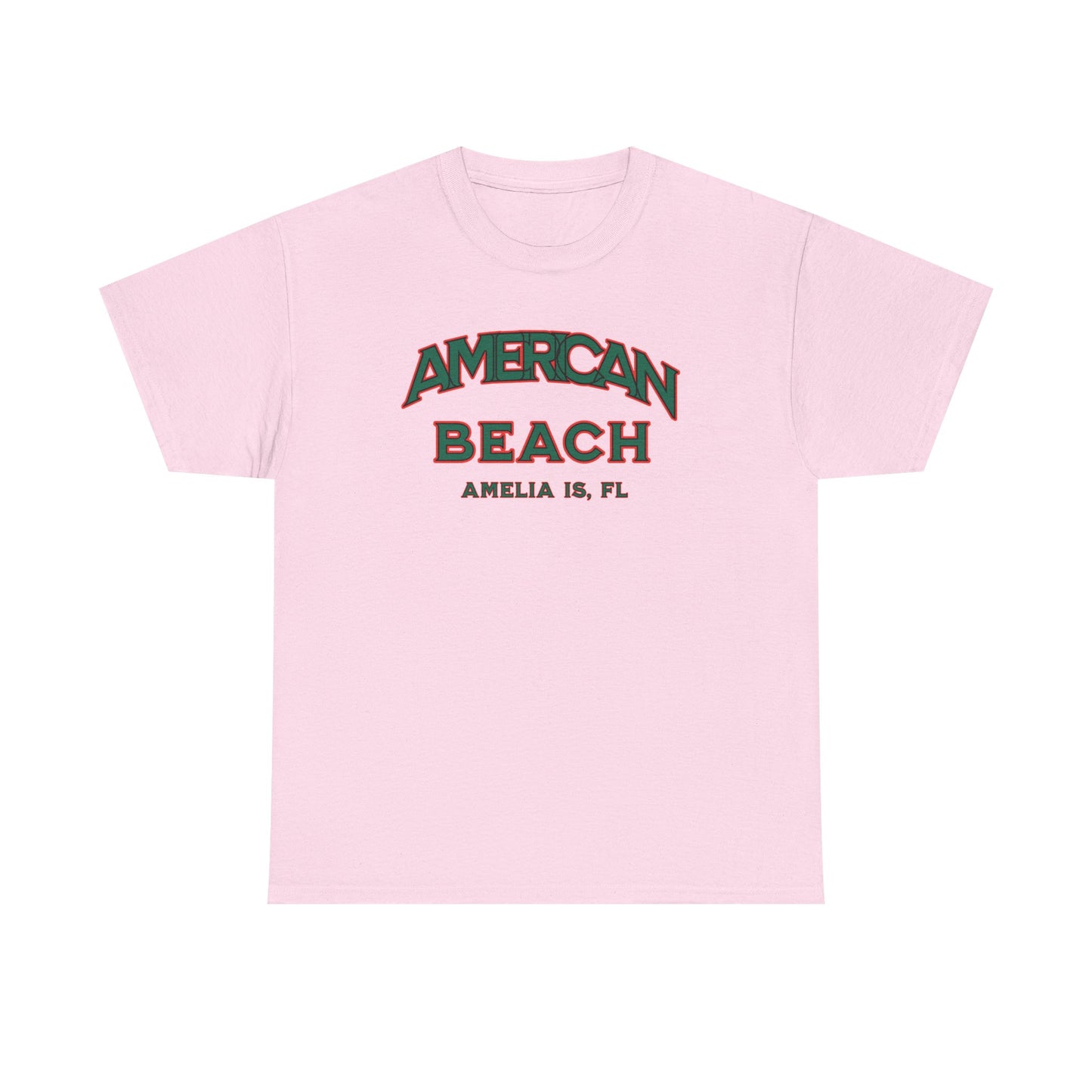 American Beach Unisex Heavy Cotton Tee - Casual Wear, Summer Fashion, Beach Vibes, Vacation Tops, Outdoor Activities