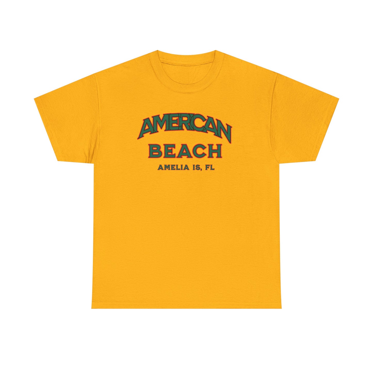 American Beach Unisex Heavy Cotton Tee - Casual Wear, Summer Fashion, Beach Vibes, Vacation Tops, Outdoor Activities