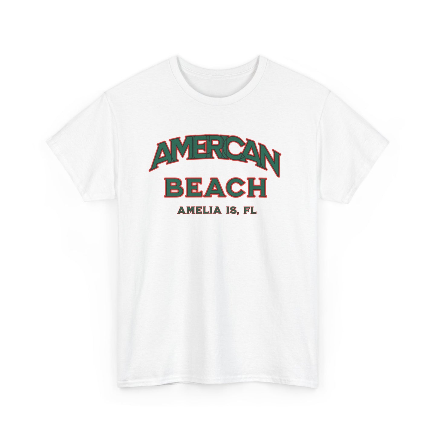 American Beach Unisex Heavy Cotton Tee - Casual Wear, Summer Fashion, Beach Vibes, Vacation Tops, Outdoor Activities