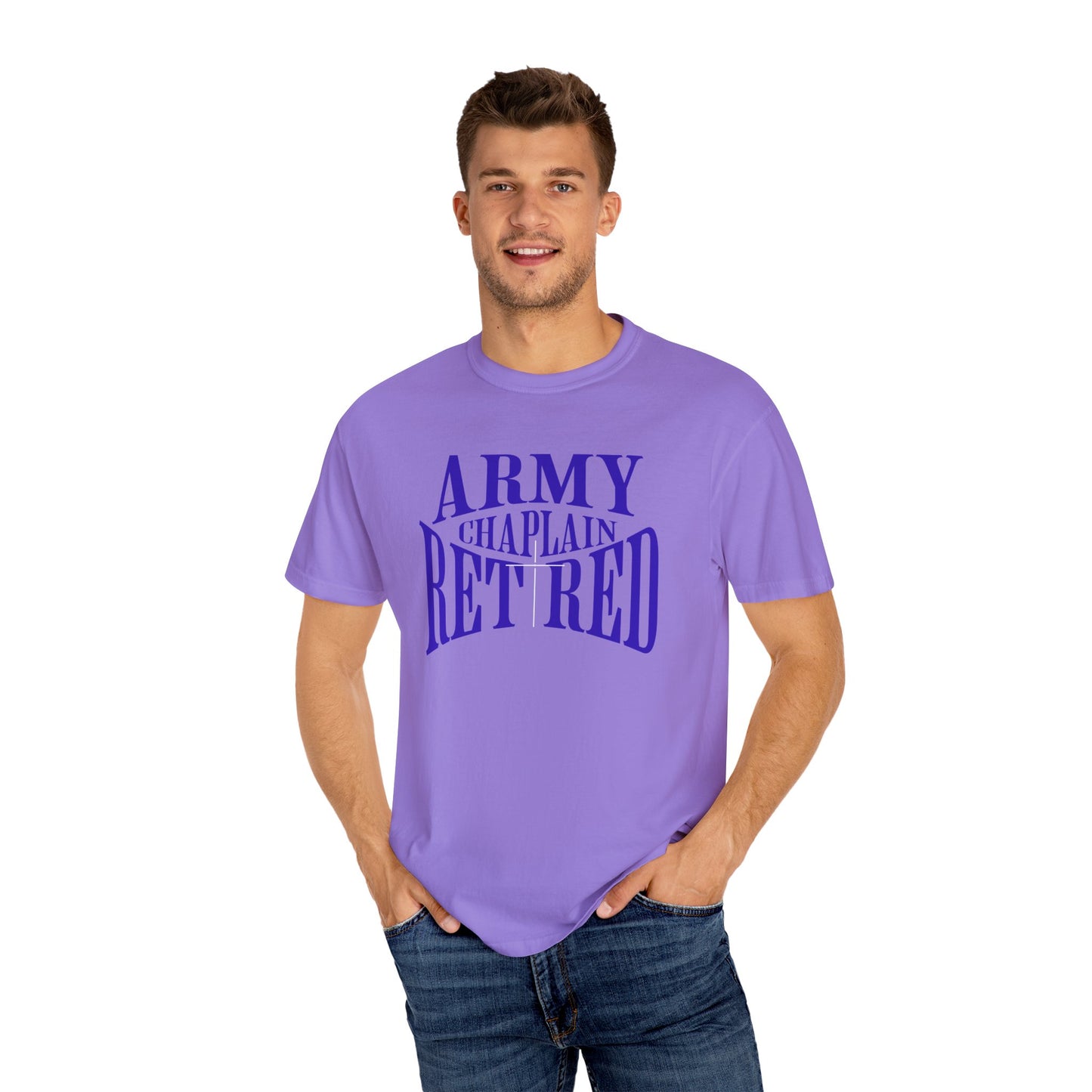Army Chaplain Retired T-Shirt - Garment-Dyed Unisex Tee, Perfect for Veterans, Retirement Gift, Casual Style, Army Apparel