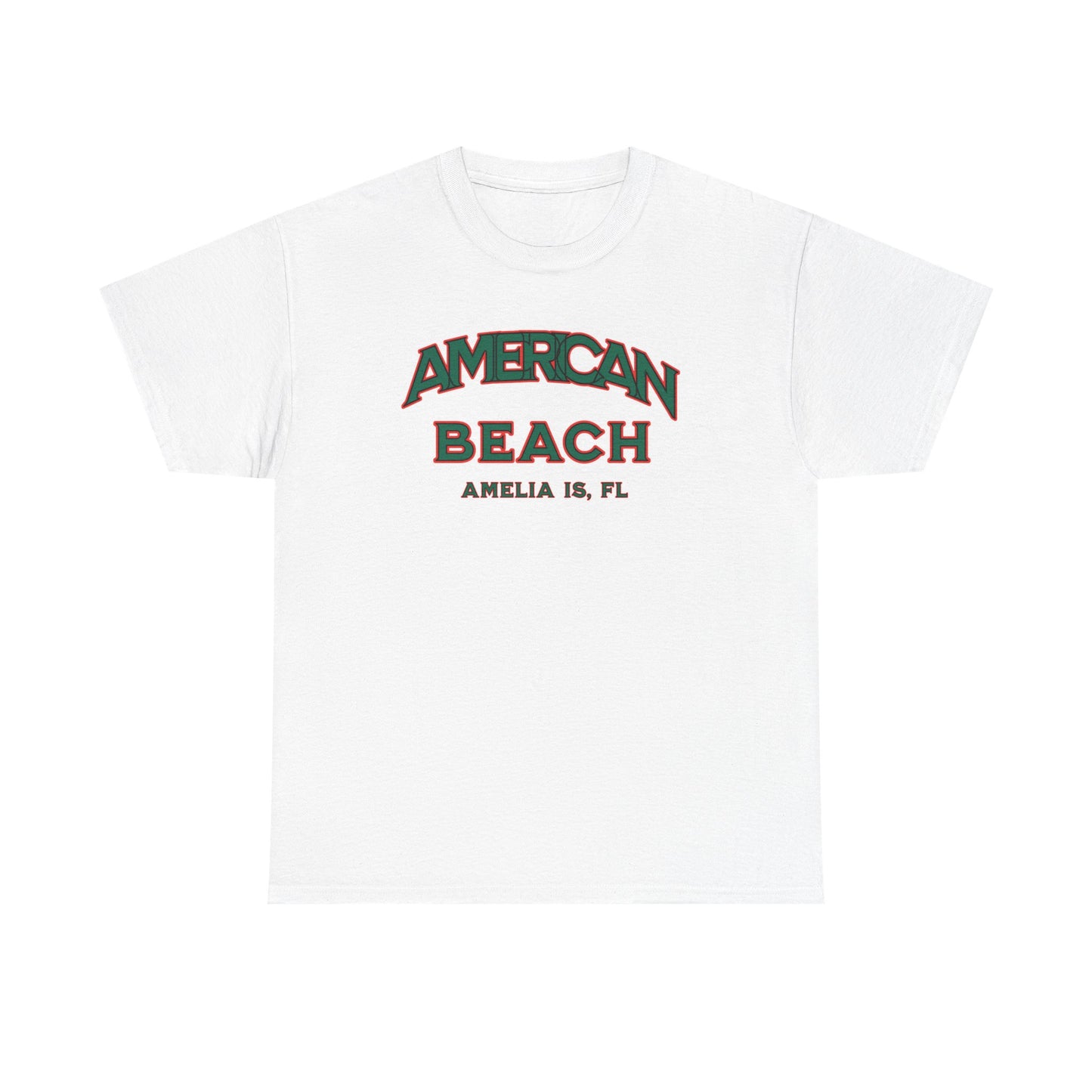 American Beach Unisex Heavy Cotton Tee - Casual Wear, Summer Fashion, Beach Vibes, Vacation Tops, Outdoor Activities