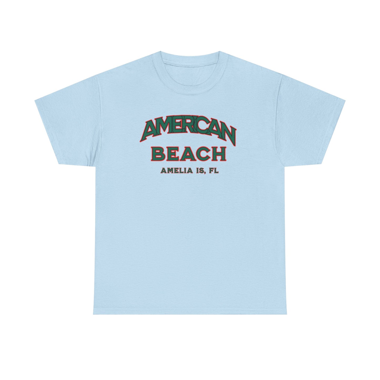 American Beach Unisex Heavy Cotton Tee - Casual Wear, Summer Fashion, Beach Vibes, Vacation Tops, Outdoor Activities