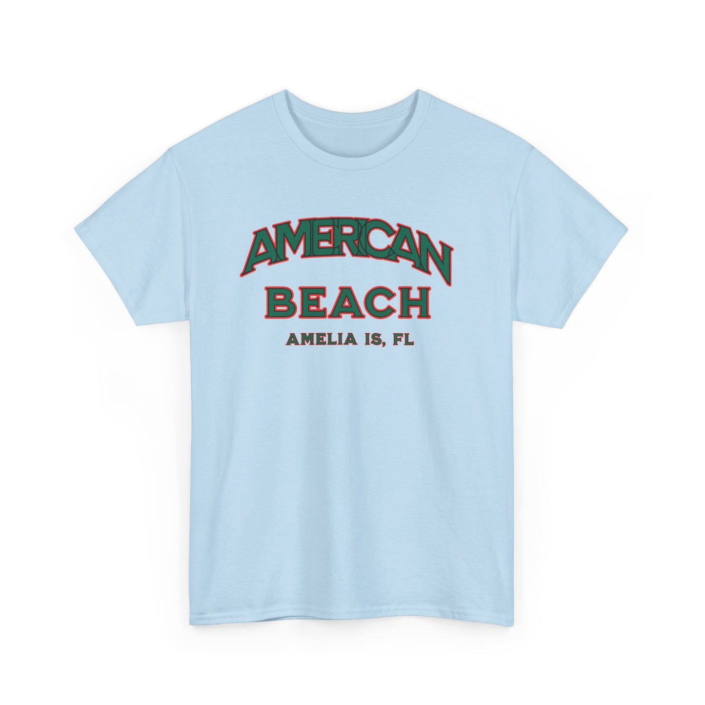 American Beach Unisex Heavy Cotton Tee - Casual Wear, Summer Fashion, Beach Vibes, Vacation Tops, Outdoor Activities