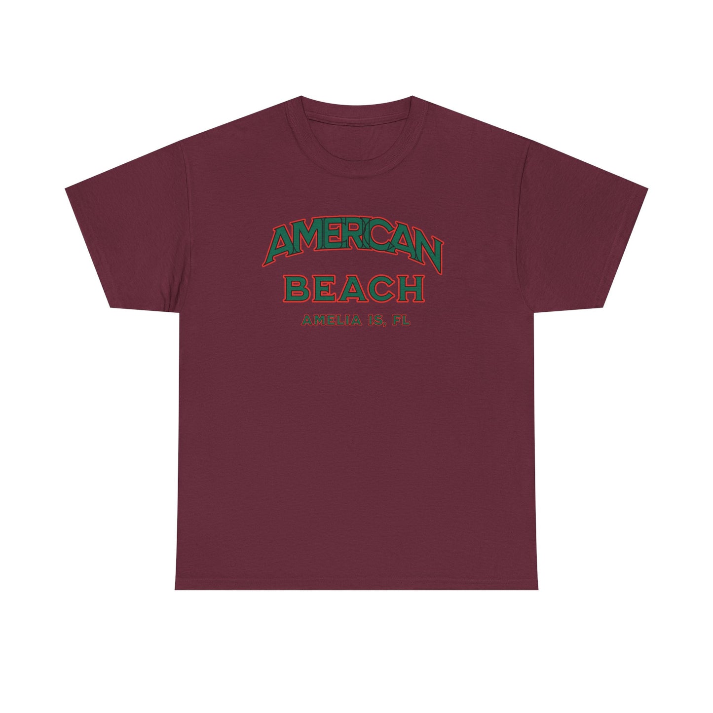 American Beach Unisex Heavy Cotton Tee - Casual Wear, Summer Fashion, Beach Vibes, Vacation Tops, Outdoor Activities