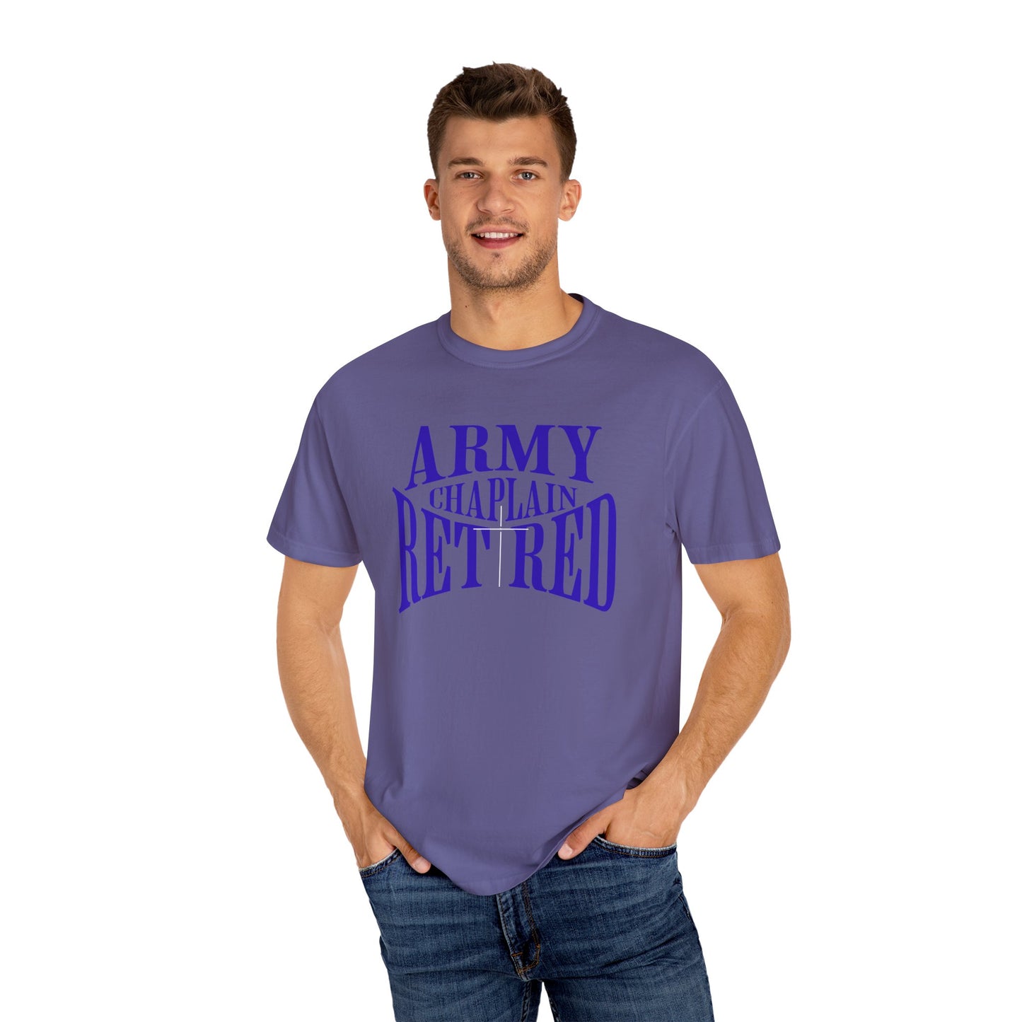 Army Chaplain Retired T-Shirt - Garment-Dyed Unisex Tee, Perfect for Veterans, Retirement Gift, Casual Style, Army Apparel