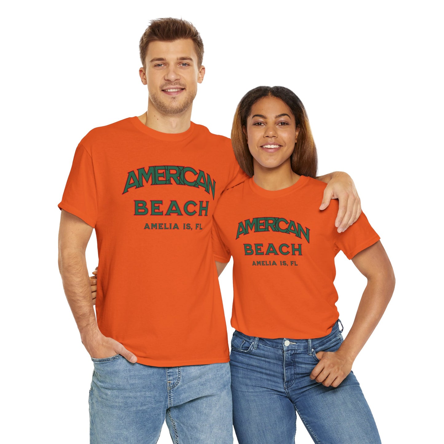 American Beach Unisex Heavy Cotton Tee - Casual Wear, Summer Fashion, Beach Vibes, Vacation Tops, Outdoor Activities