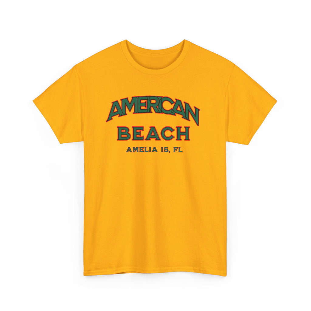 American Beach Unisex Heavy Cotton Tee - Casual Wear, Summer Fashion, Beach Vibes, Vacation Tops, Outdoor Activities