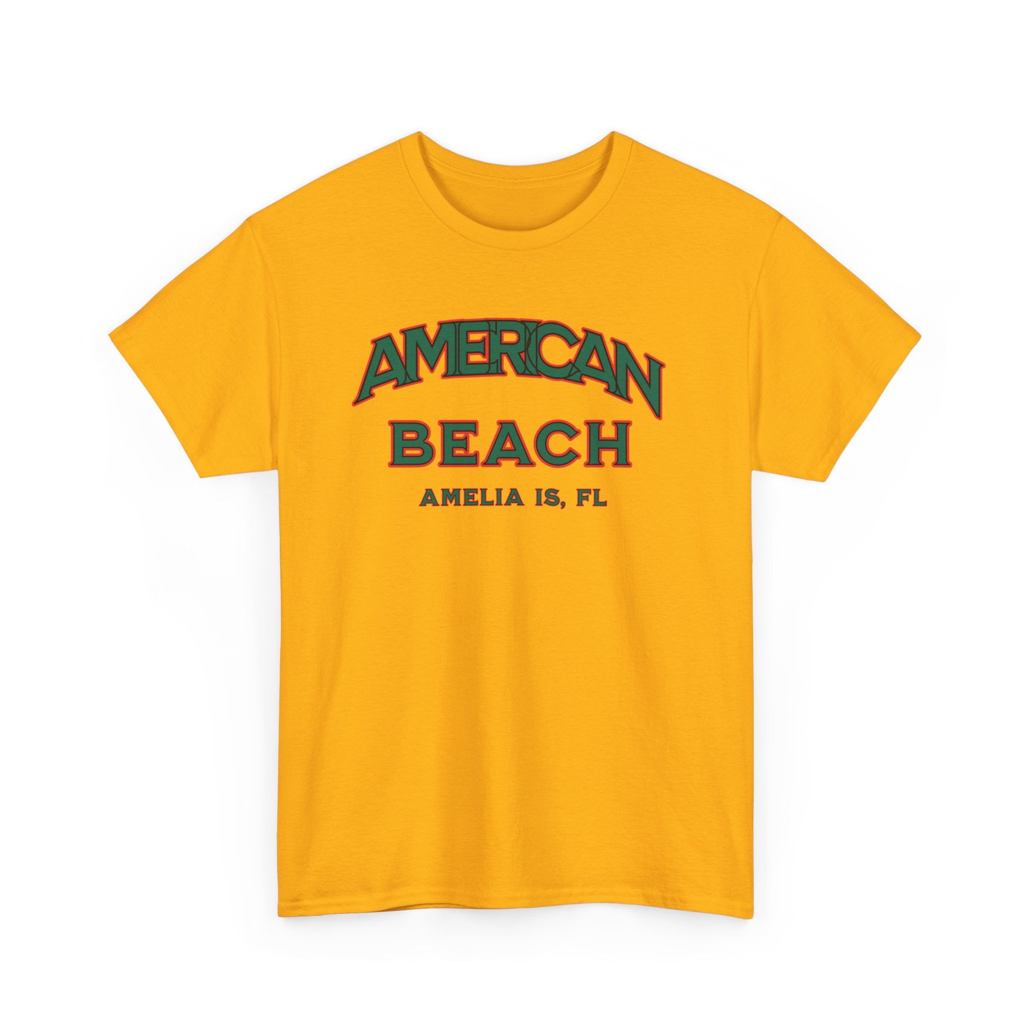 American Beach Unisex Heavy Cotton Tee - Casual Wear, Summer Fashion, Beach Vibes, Vacation Tops, Outdoor Activities
