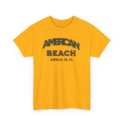 American Beach Unisex Heavy Cotton Tee - Casual Wear, Summer Fashion, Beach Vibes, Vacation Tops, Outdoor Activities