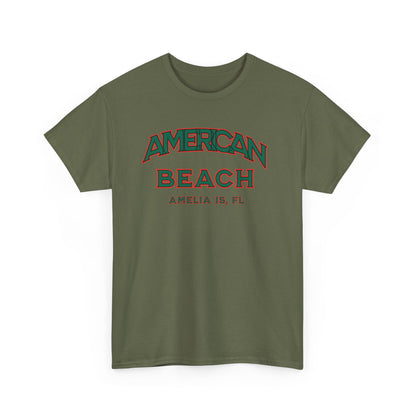 American Beach Unisex Heavy Cotton Tee - Casual Wear, Summer Fashion, Beach Vibes, Vacation Tops, Outdoor Activities