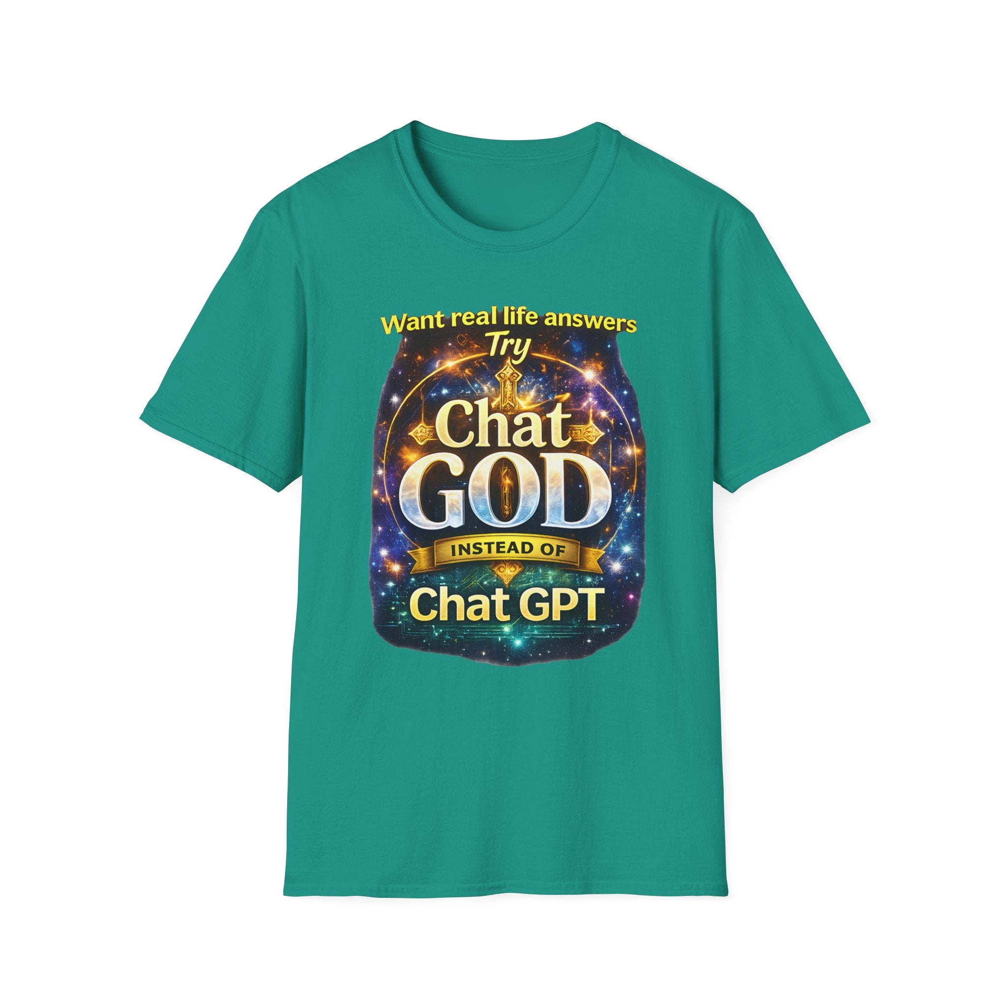 Chat GOD T-Shirt — "Try Chat GOD Instead of Chat GPT" Spiritual Humor Tee