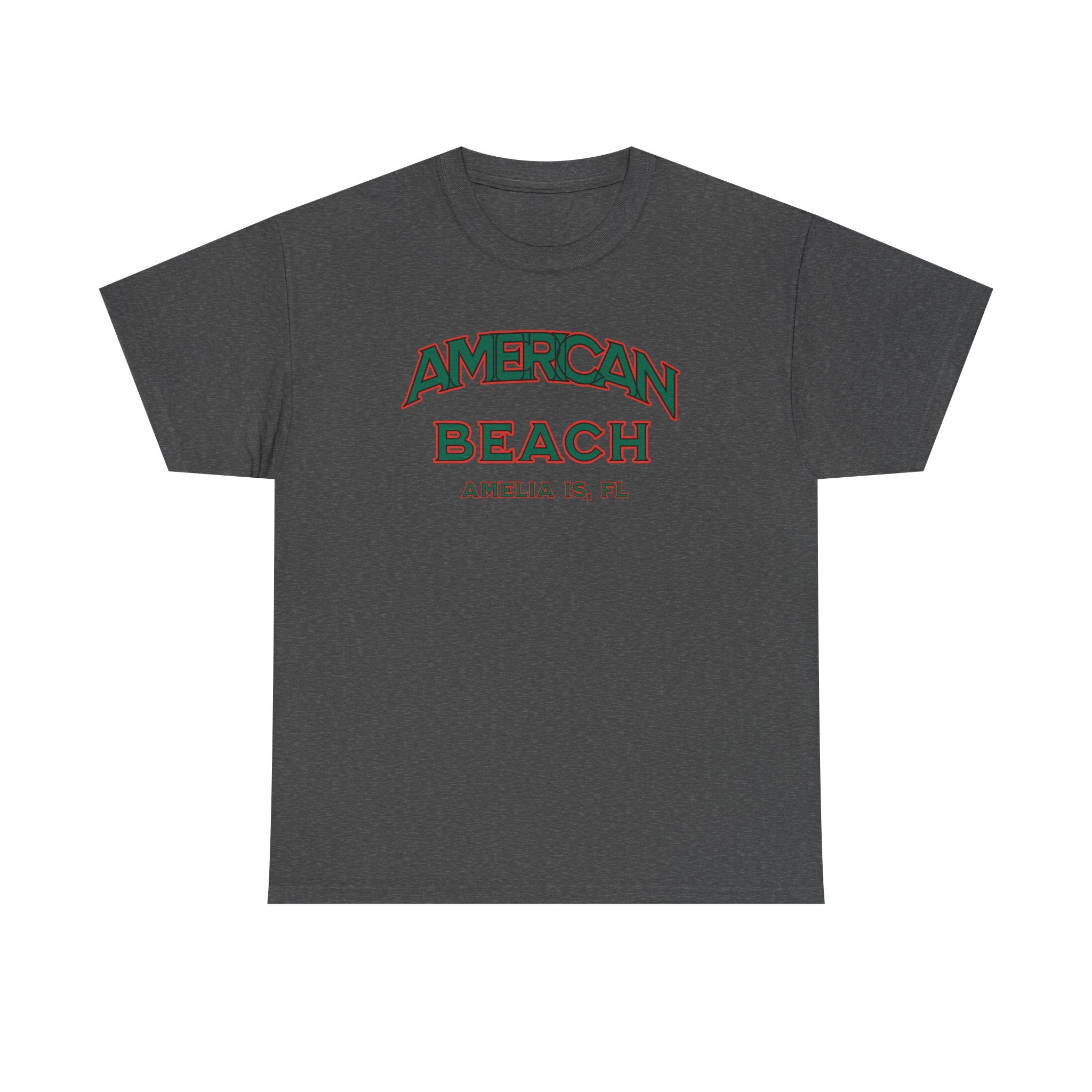 American Beach Unisex Heavy Cotton Tee - Casual Wear, Summer Fashion, Beach Vibes, Vacation Tops, Outdoor Activities