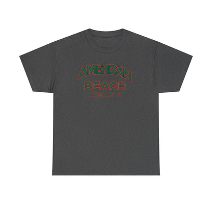American Beach Unisex Heavy Cotton Tee - Casual Wear, Summer Fashion, Beach Vibes, Vacation Tops, Outdoor Activities