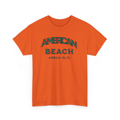 American Beach Unisex Heavy Cotton Tee - Casual Wear, Summer Fashion, Beach Vibes, Vacation Tops, Outdoor Activities