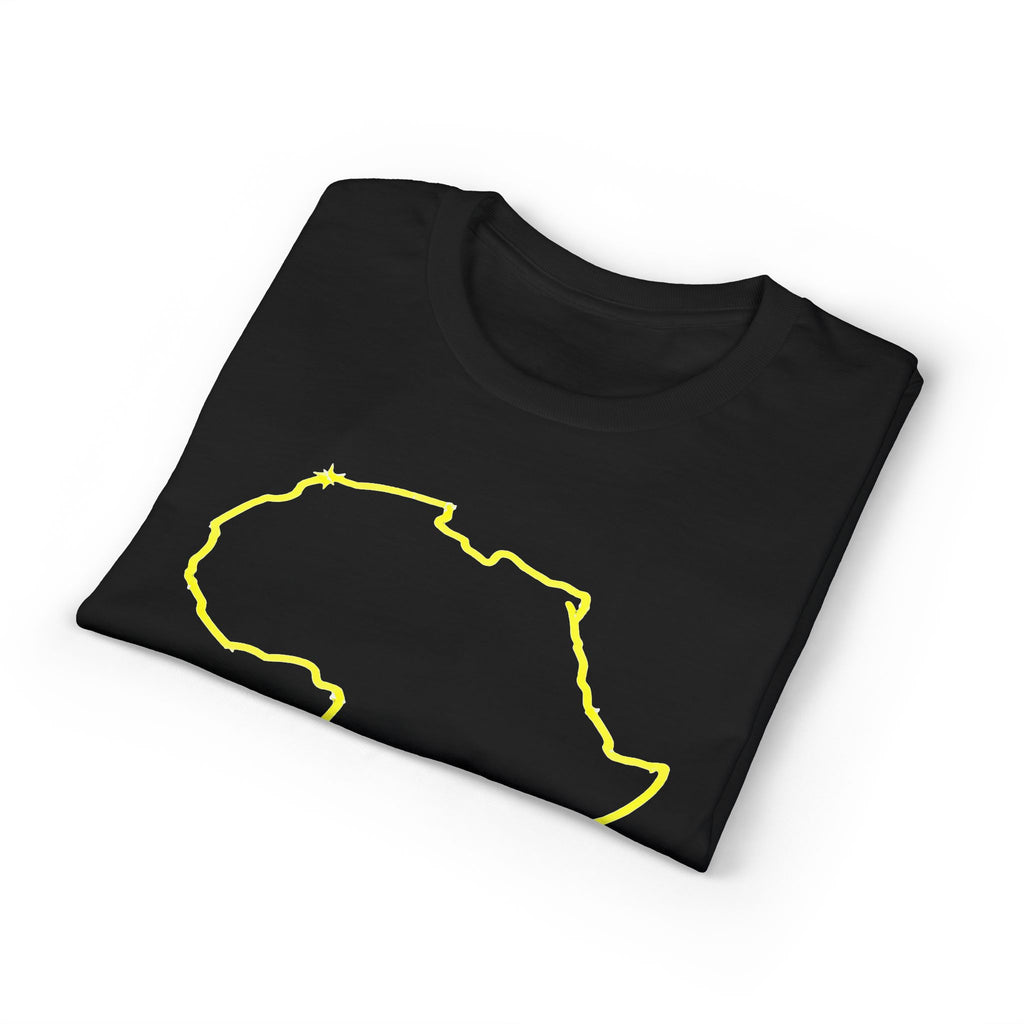Africa Outline T-Shirt — Yellow Contour Map Tee