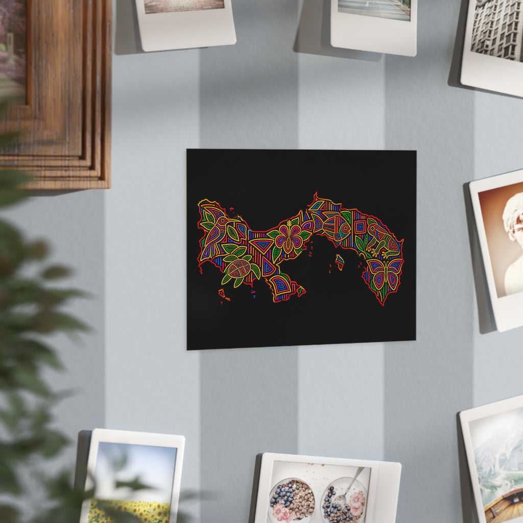 Panama Map Floral Art Print — Colorful Geometric Unframed Print