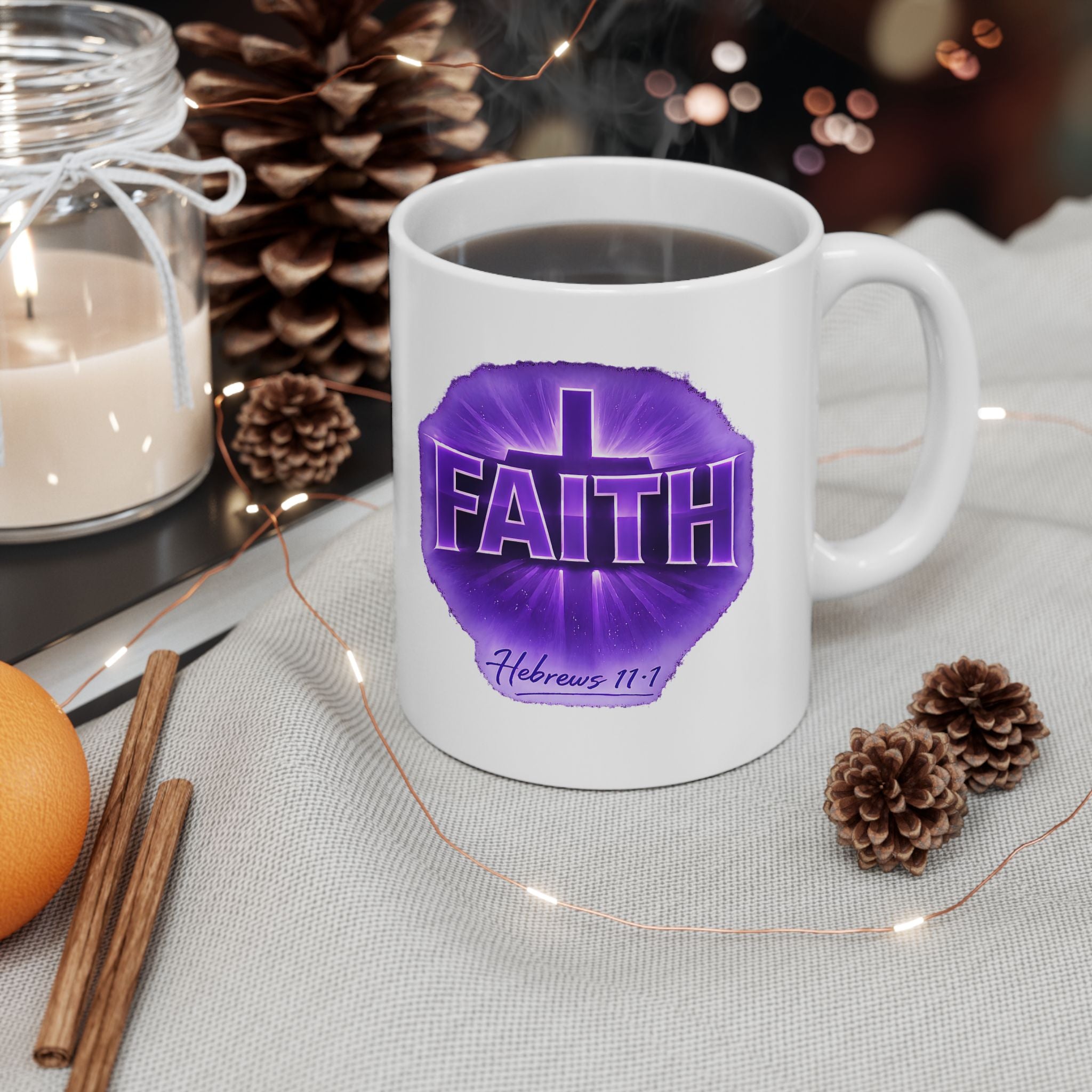 Faith Motivational Purple Watercolor Ceramic Mug – 'Fearless' Inspirational Coffee Cup (11oz, 15oz)