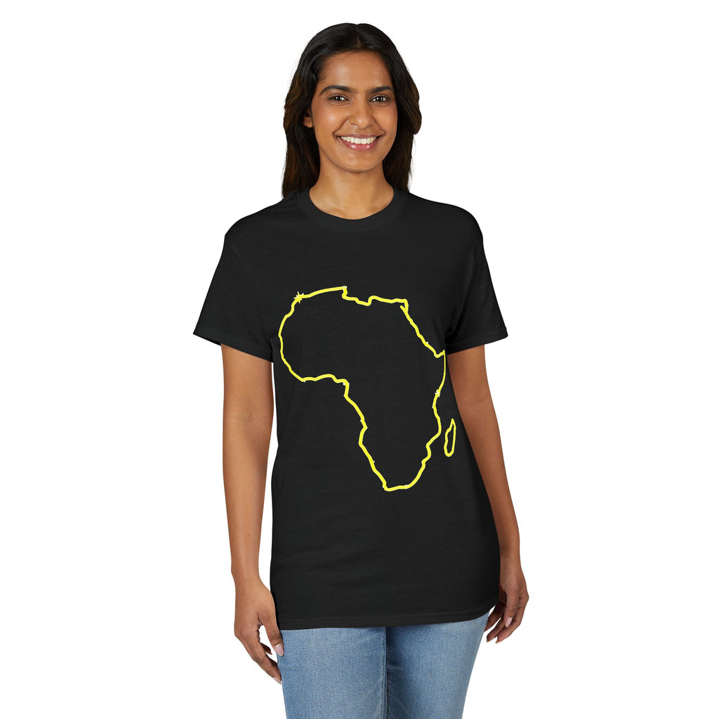 Africa Outline T-Shirt — Yellow Contour Map Tee