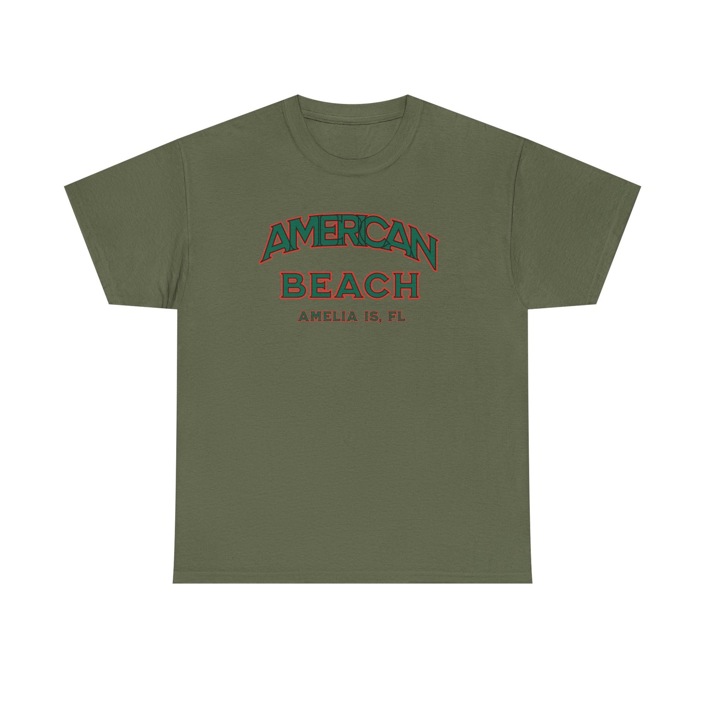 American Beach Unisex Heavy Cotton Tee - Casual Wear, Summer Fashion, Beach Vibes, Vacation Tops, Outdoor Activities