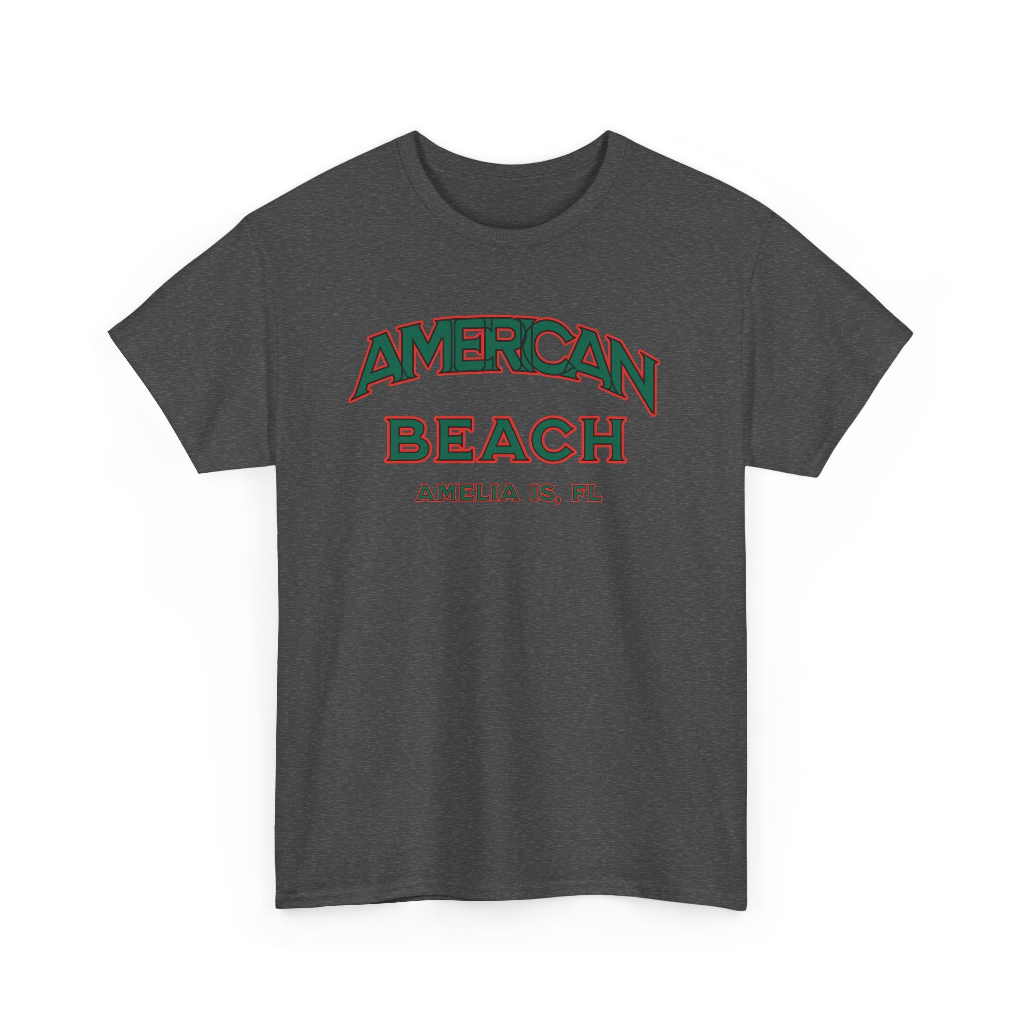 American Beach Unisex Heavy Cotton Tee - Casual Wear, Summer Fashion, Beach Vibes, Vacation Tops, Outdoor Activities