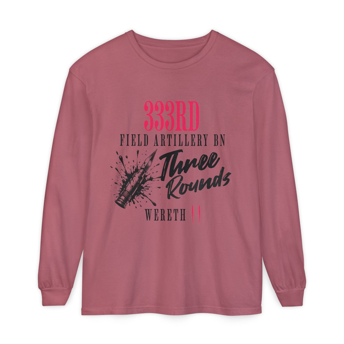 Military-Themed Long Sleeve Shirt, Unisex Garment Dyed Tee, Custom Artillery Shirt, Gift for Veterans, Unique Military Apparel, [...]