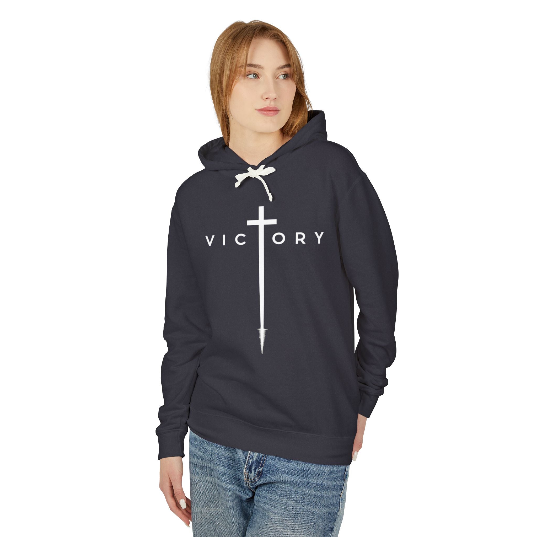 Victory Cross Hoodie — Christian Faith Pullover with Sword Cross Design