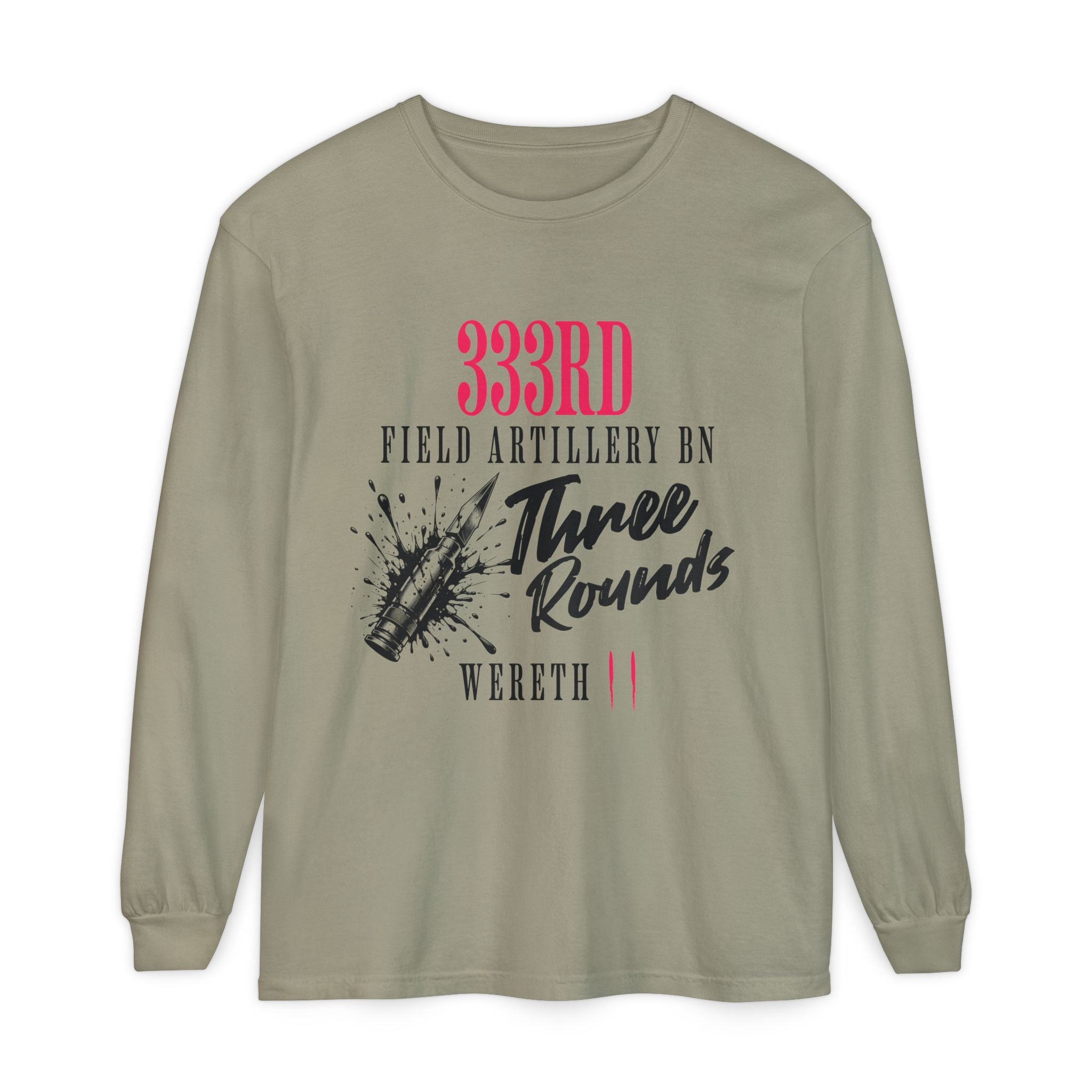 Military-Themed Long Sleeve Shirt, Unisex Garment Dyed Tee, Custom Artillery Shirt, Gift for Veterans, Unique Military Apparel, [...]