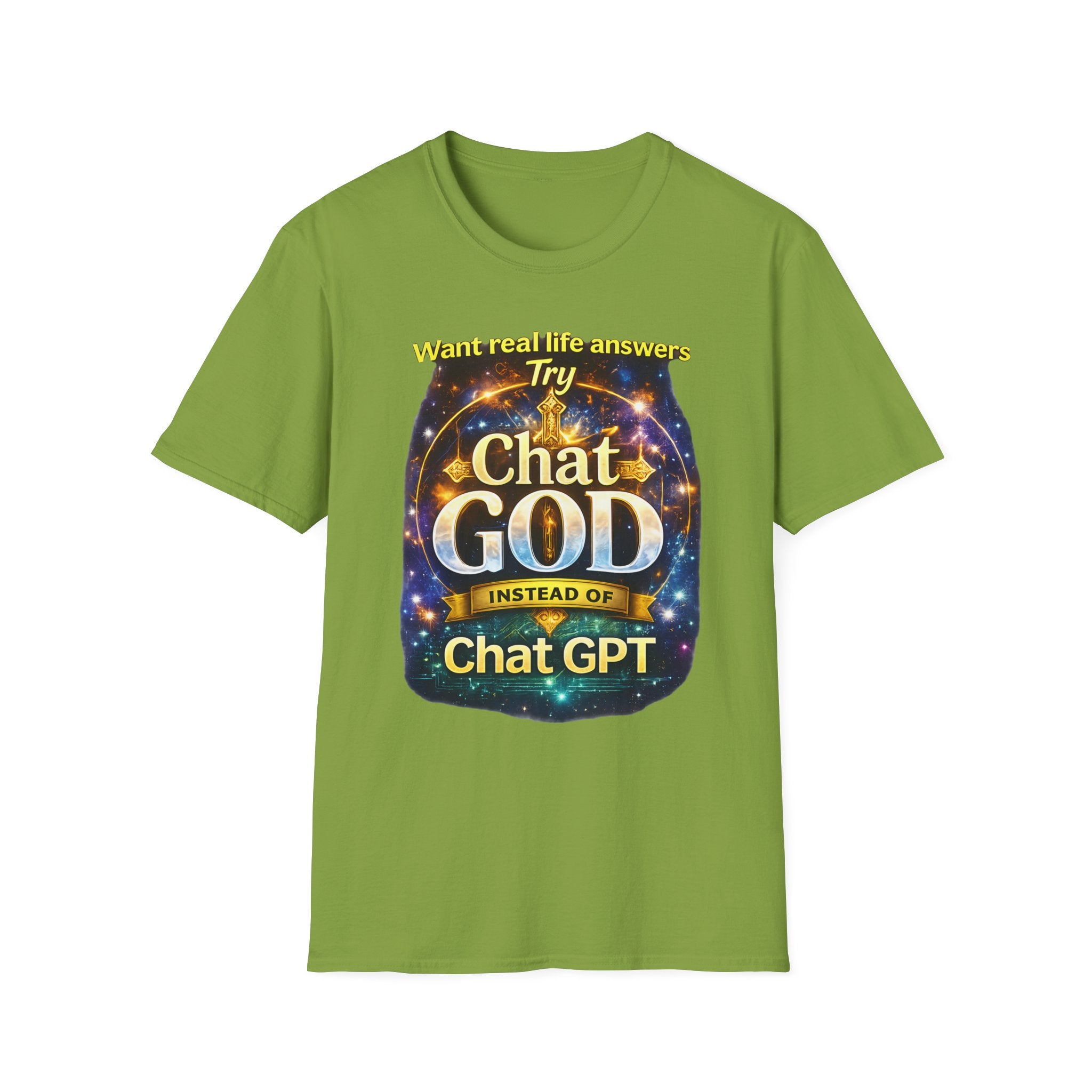 Chat GOD T-Shirt — "Try Chat GOD Instead of Chat GPT" Spiritual Humor Tee