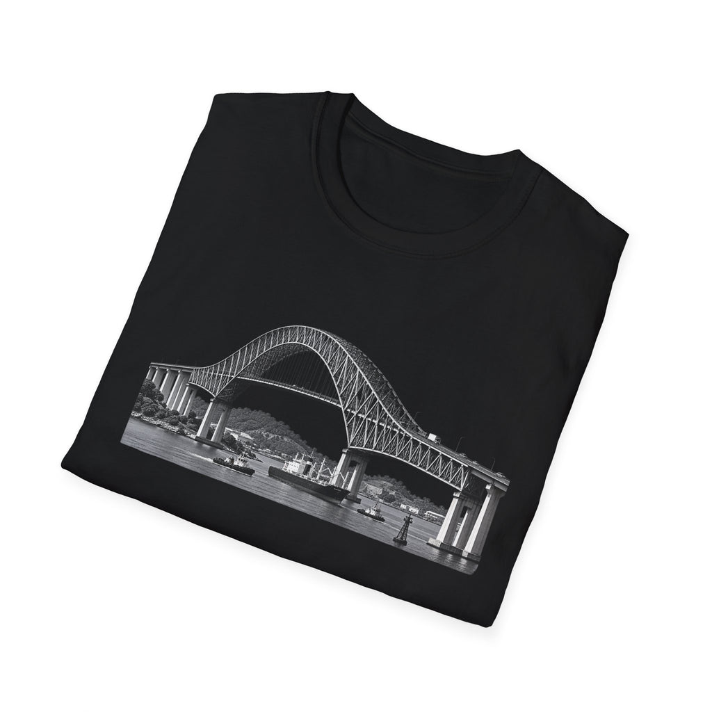 Bridge of The Americas  T-Shirt — Vintage Black & White Cityscape Tee