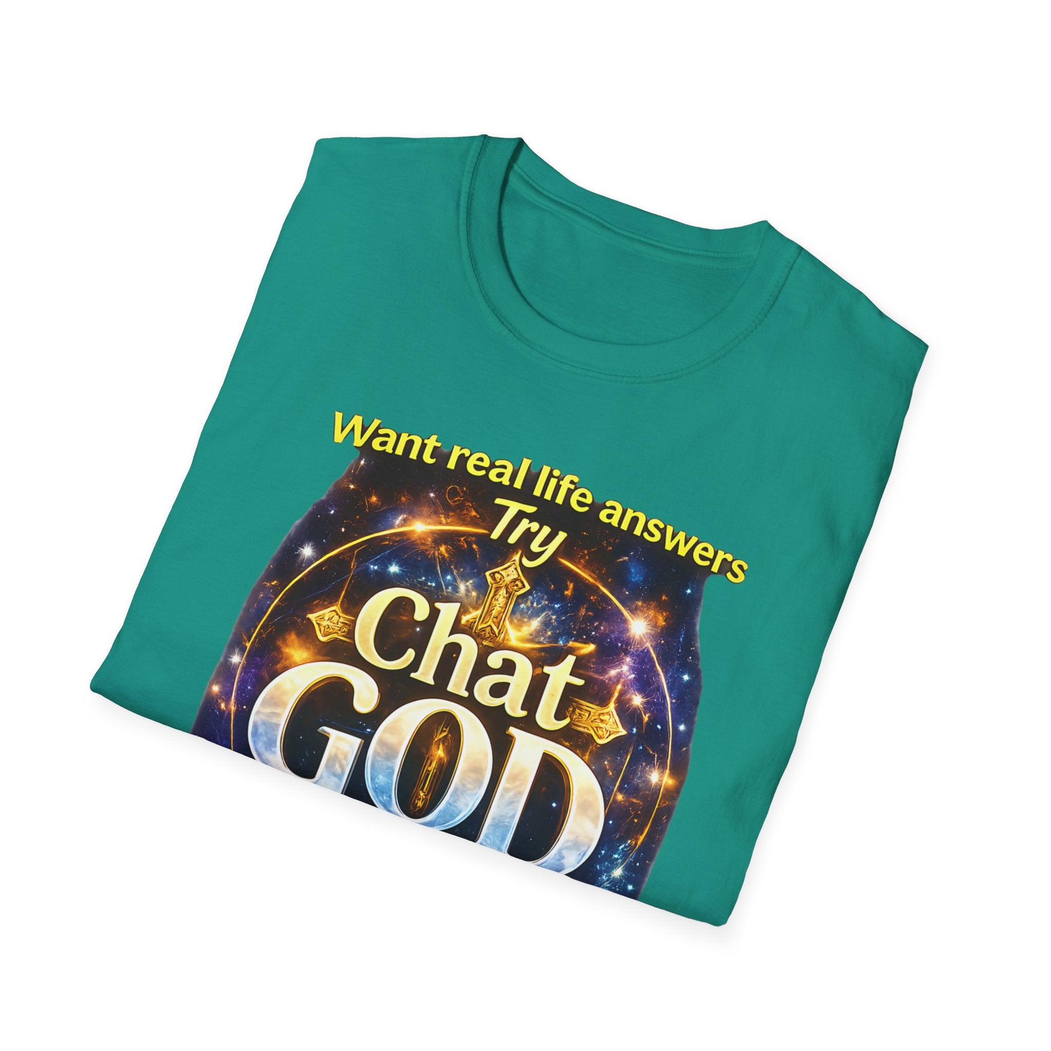Chat GOD T-Shirt — "Try Chat GOD Instead of Chat GPT" Spiritual Humor Tee