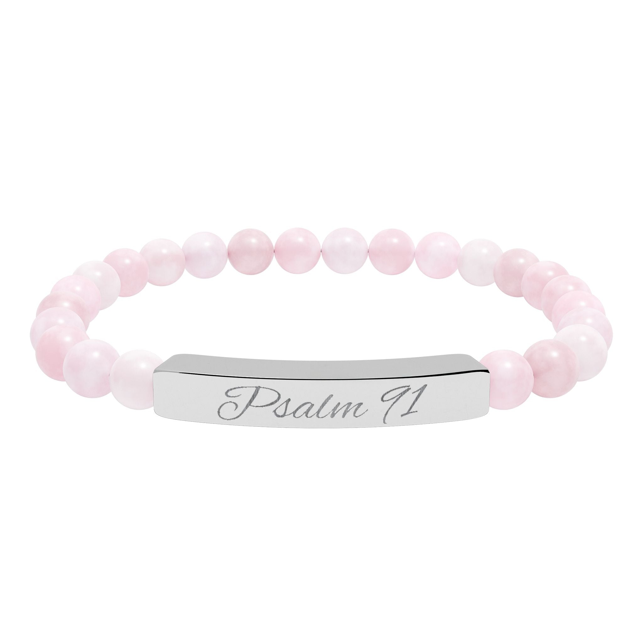 Engravable Natural Stone Bead Bracelet — Personalized Stretch Bar Bracelet