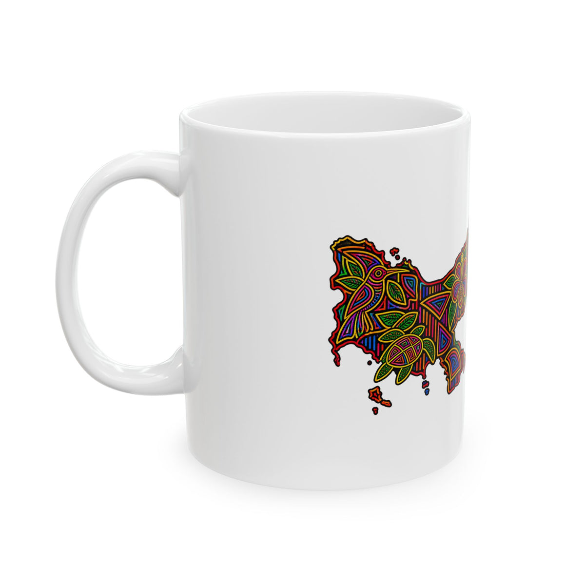 Panama S Map Mug — Colorful Floral Geometric Ceramic Coffee Cup (11oz & 15oz)