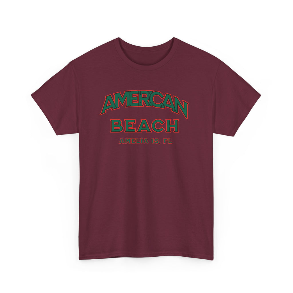 American Beach Unisex Heavy Cotton Tee - Casual Wear, Summer Fashion, Beach Vibes, Vacation Tops, Outdoor Activities