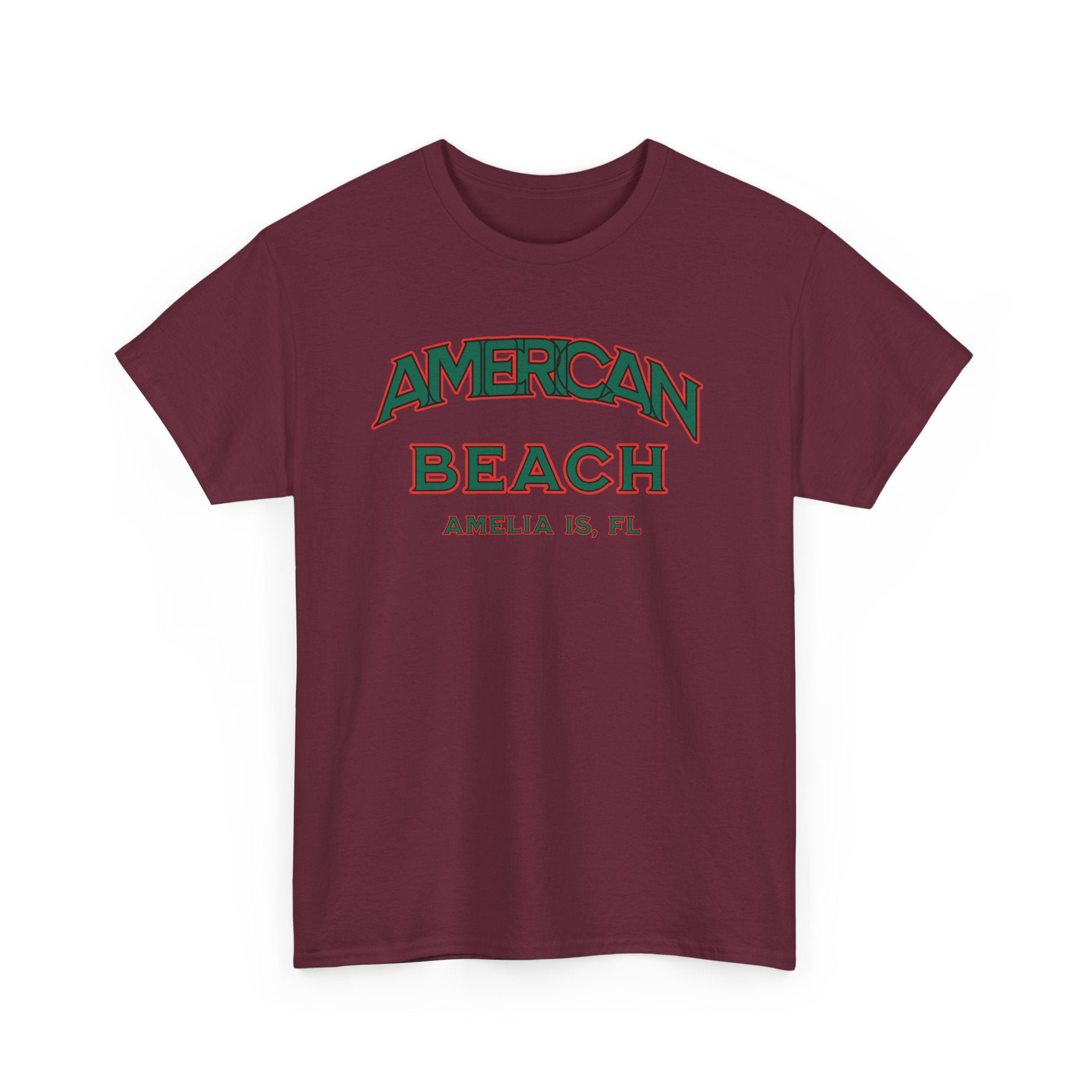 American Beach Unisex Heavy Cotton Tee - Casual Wear, Summer Fashion, Beach Vibes, Vacation Tops, Outdoor Activities