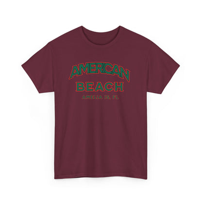 American Beach Unisex Heavy Cotton Tee - Casual Wear, Summer Fashion, Beach Vibes, Vacation Tops, Outdoor Activities