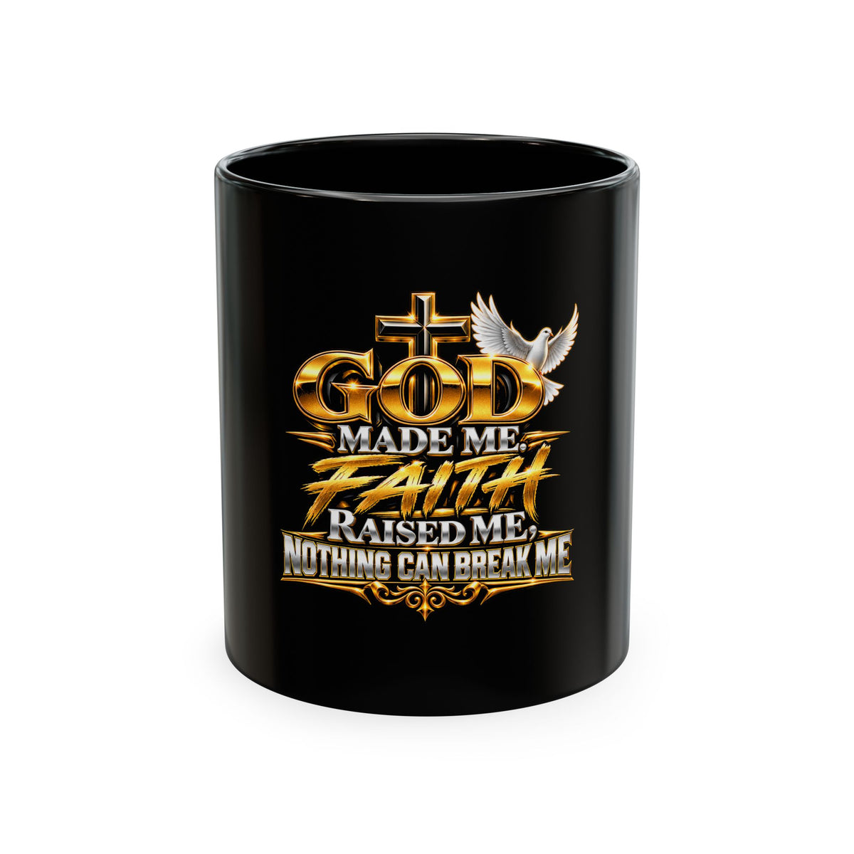 Faith Raised Me Ceramic Mug — "God Made Me, Faith Raised Me" Inspirational Coffee Cup