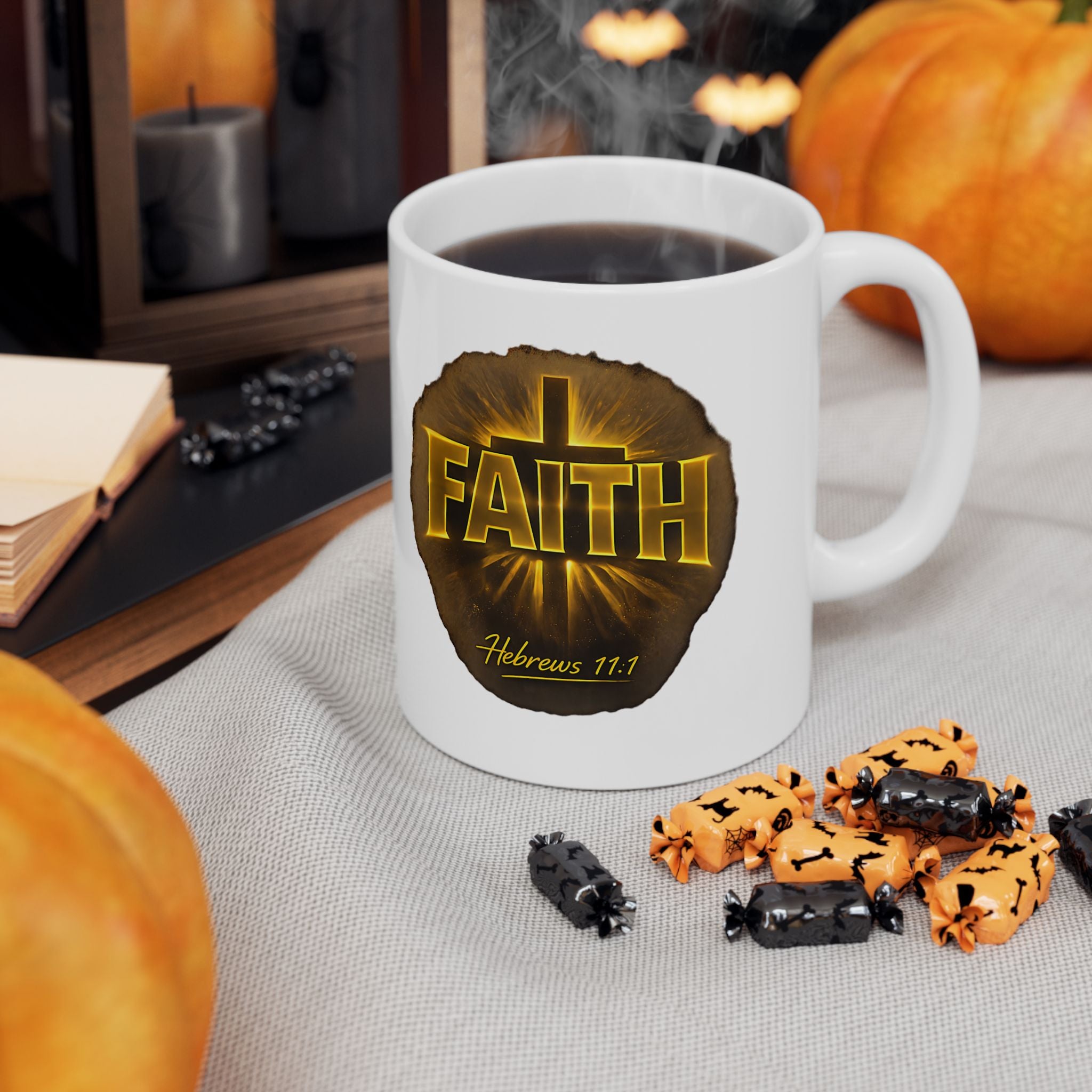 FAITH Ceramic Mug — Bold Gold 'FIERCE' Lettering Coffee Cup (11oz, 15oz)