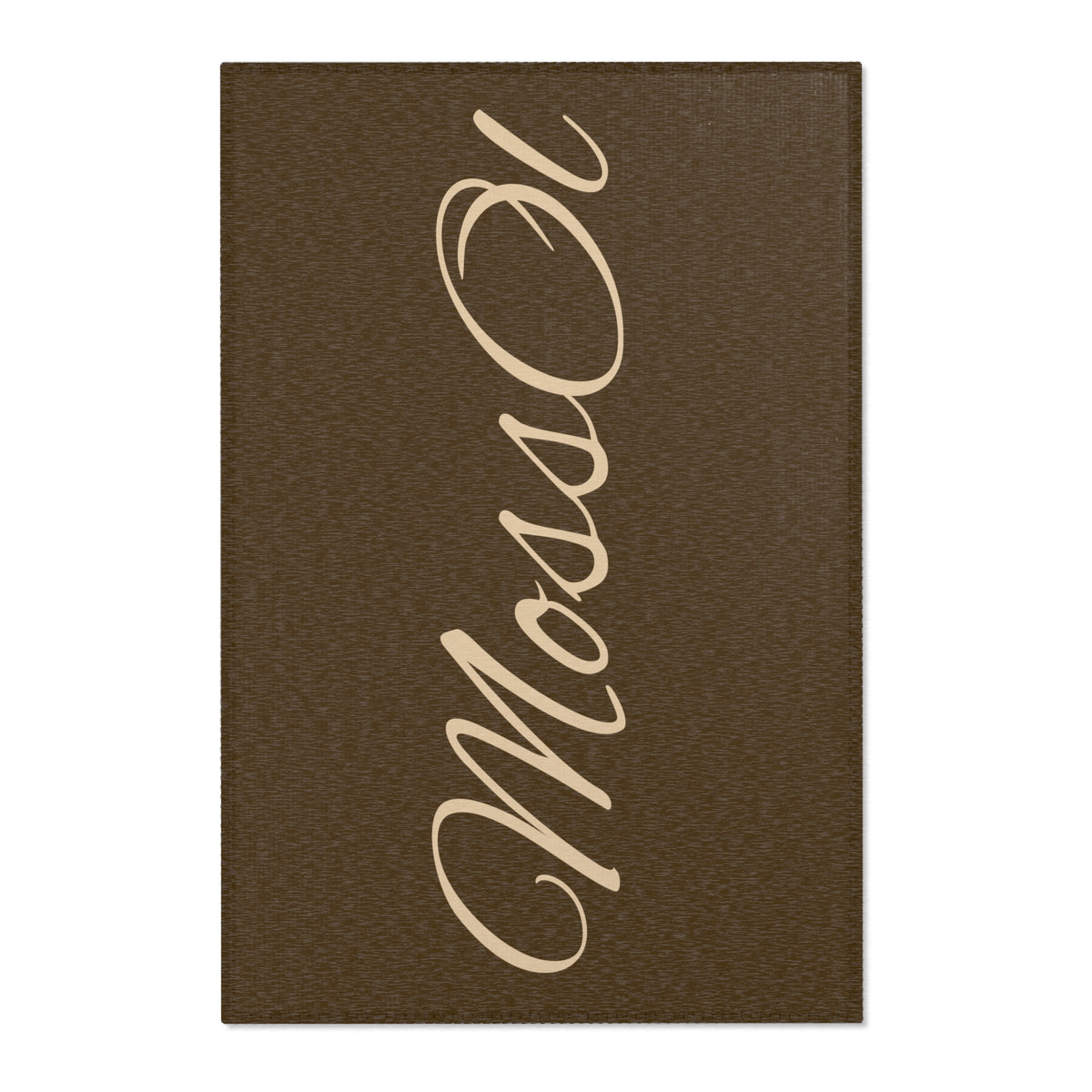 Personalized Script Area Rug — Custom Name Welcome Mat (Brown & Beige)
