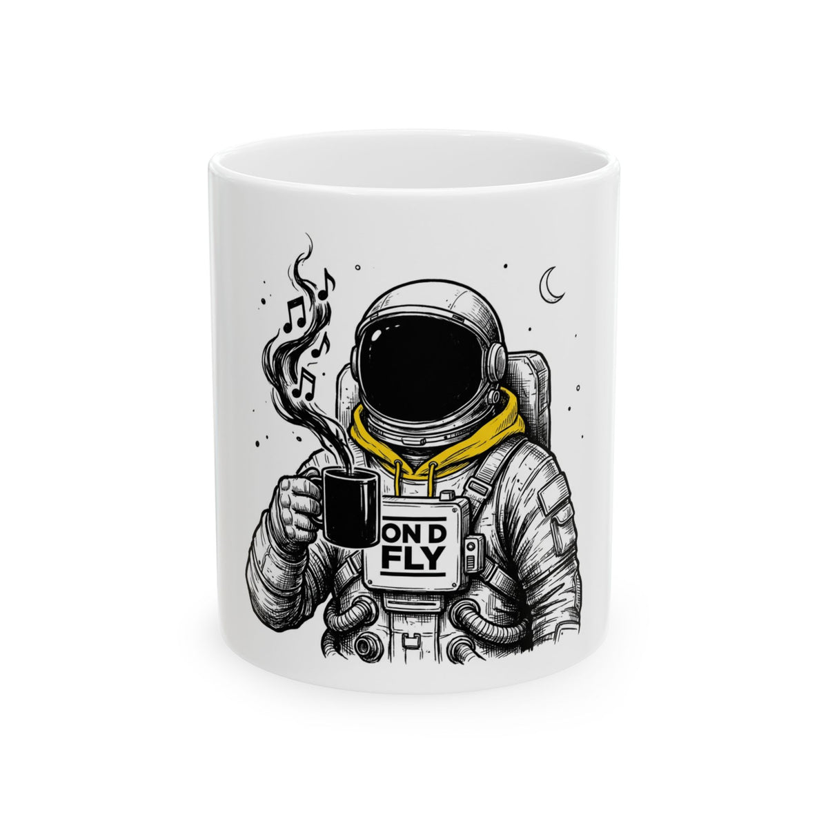 Astronaut Coffee Mug – 'On D Fly' Space Explorer Ceramic Mug (11oz & 15oz)