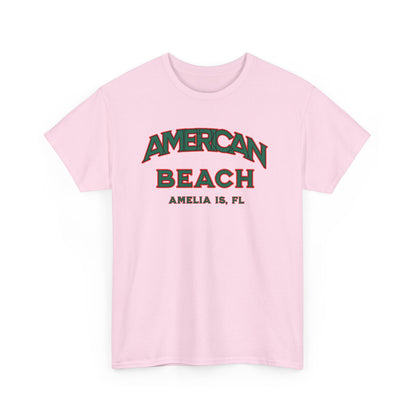 American Beach Unisex Heavy Cotton Tee - Casual Wear, Summer Fashion, Beach Vibes, Vacation Tops, Outdoor Activities