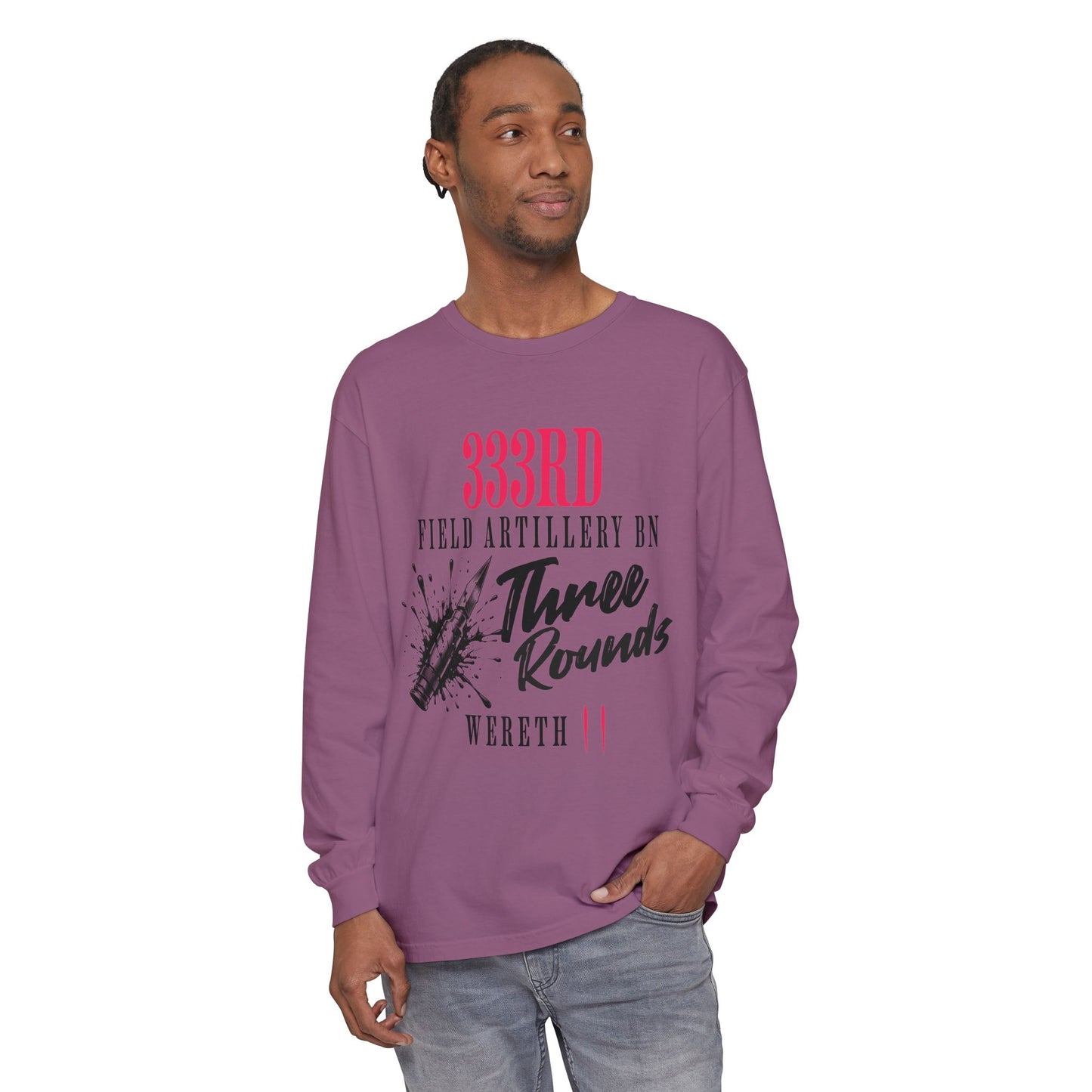 Military-Themed Long Sleeve Shirt, Unisex Garment Dyed Tee, Custom Artillery Shirt, Gift for Veterans, Unique Military Apparel, [...]