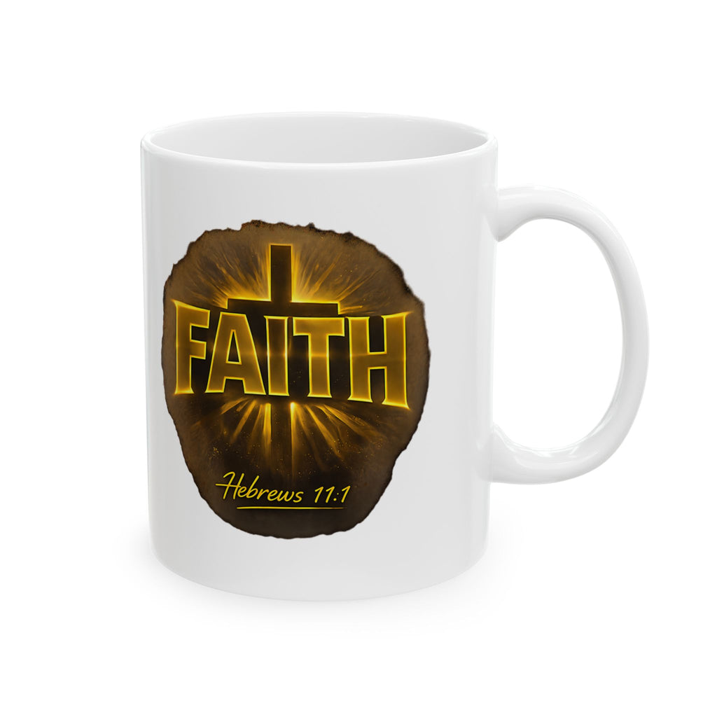 FAITH Ceramic Mug — Bold Gold 'FIERCE' Lettering Coffee Cup (11oz, 15oz)