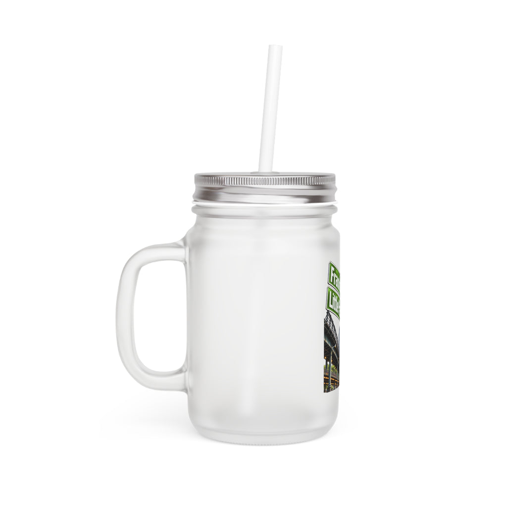 Franklin & Little Pecan Street Sign Mason Jar Tumbler — City Landmark Drink Jar with Handle & Straw