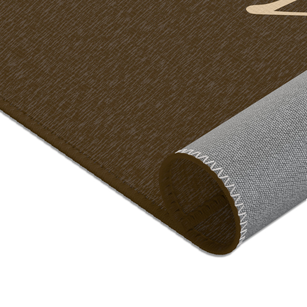 Personalized Script Area Rug — Custom Name Welcome Mat (Brown & Beige)