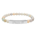 Engravable Natural Stone Bead Bracelet — Personalized Stretch Bar Bracelet